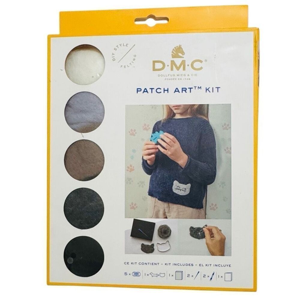 DMC Patch Art Kit Cat & Dog DIY Style Felting ( New in box )